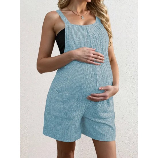 Pregnant Women Fashion Solid Color Strap Rompers