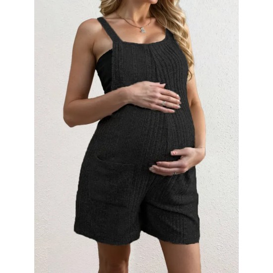 Pregnant Women Fashion Solid Color Strap Rompers