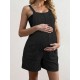 Pregnant Women Fashion Solid Color Strap Rompers