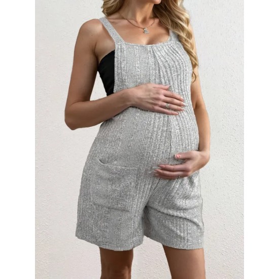 Pregnant Women Fashion Solid Color Strap Rompers