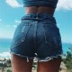 S-XXL Women Fashion High Waist Ripped Denim Shorts