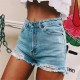 S-XXL Women Fashion High Waist Ripped Denim Shorts
