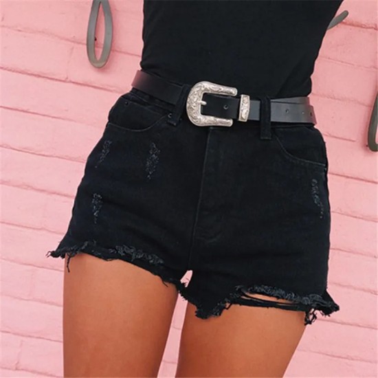 S-XXL Women Fashion High Waist Ripped Denim Shorts