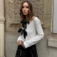 Women Fashion Bow Sequin Long Sleeve Coat