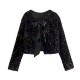 Women Fashion Bow Sequin Long Sleeve Coat