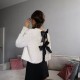 Women Fashion Bow Sequin Long Sleeve Coat