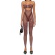 Women Solid Color Strapless Backless Slim-Fit Sexy Hollow Stitching One-Piece Lace Jumpsuits