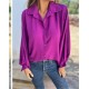 Women Fashion Casual Solid Color Lasel Long Sleeve Button Blouse