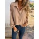 Women Fashion Casual Solid Color Lasel Long Sleeve Button Blouse