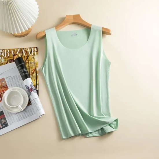Women Basic Seamless Ice Silk Solid Color Tank Top
