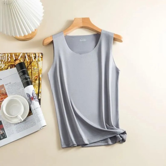 Women Basic Seamless Ice Silk Solid Color Tank Top