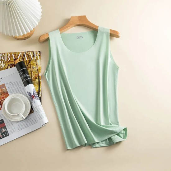 Women Basic Seamless Ice Silk Solid Color Tank Top