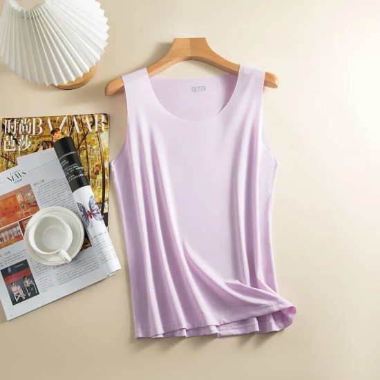 Women Basic Seamless Ice Silk Solid Color Tank Top