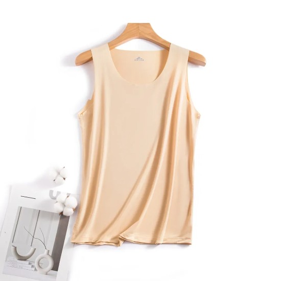 Women Basic Seamless Ice Silk Solid Color Tank Top