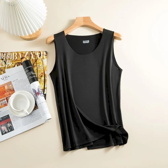 Women Basic Seamless Ice Silk Solid Color Tank Top