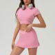 Women Fashion Tennis Sports Skirt Two-Piece Set