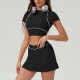 Women Fashion Tennis Sports Skirt Two-Piece Set