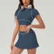 Women Fashion Tennis Sports Skirt Two-Piece Set