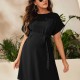 Women Fashion Solid Color Lace-Up Bat Sleeve Maternity Dress
