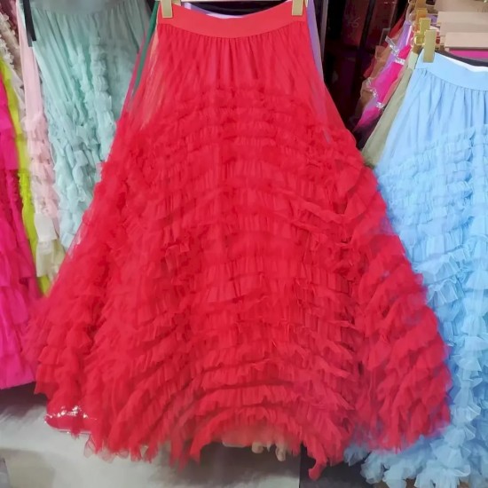 Women Fashion Mesh Heavy Industry Super Large Swing Cake Skirt