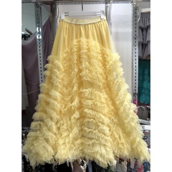 Women Fashion Mesh Heavy Industry Super Large Swing Cake Skirt