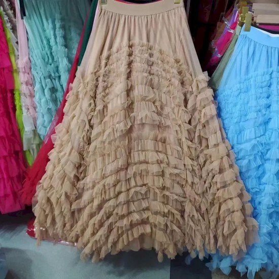 Women Fashion Mesh Heavy Industry Super Large Swing Cake Skirt