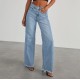 Women Fashion Casual Loose Straight Leg Jeans