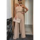 Summer Women Casual Sleeveless Halter Neck Solid Color Wide Leg Jumpsuits