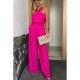 Summer Women Casual Sleeveless Halter Neck Solid Color Wide Leg Jumpsuits