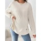 Pregnant Women Fashion Casual Solid Color Textured Crewneck Long Sleeve Split Top