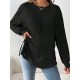 Pregnant Women Fashion Casual Solid Color Textured Crewneck Long Sleeve Split Top