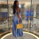 Elegant Women Printed Gradient Halter Neck Slim Fit Maxi Dress