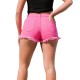 Women Fashion Sexy Solid Color Ripped Tassel Denim Shorts