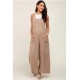 Fashion Beige Wide Leg Lace-Up Maternity Jumpsuits