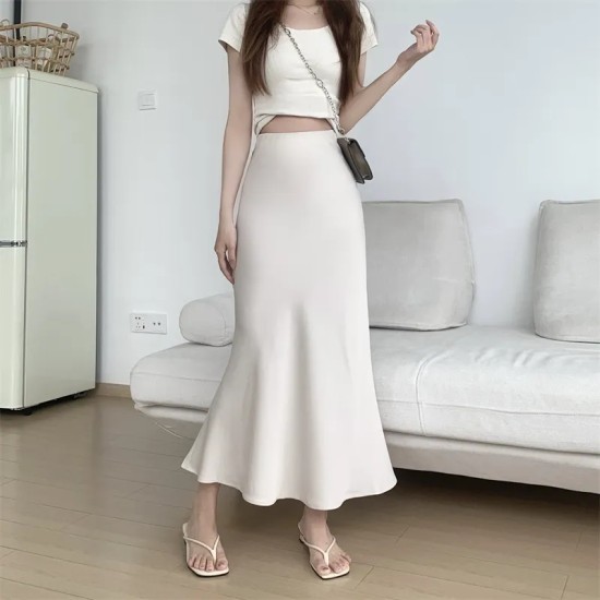 Women Elegant Solid Color Fishtail Skirt