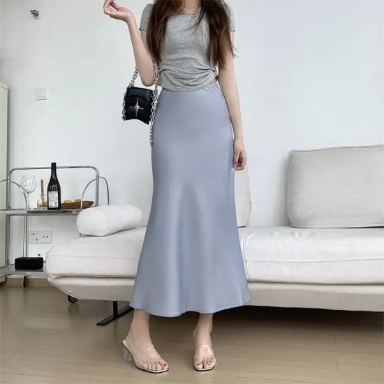Women Elegant Solid Color Fishtail Skirt