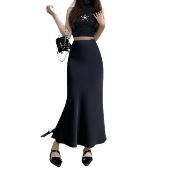 Women Elegant Solid Color Fishtail Skirt