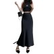 Women Elegant Solid Color Fishtail Skirt