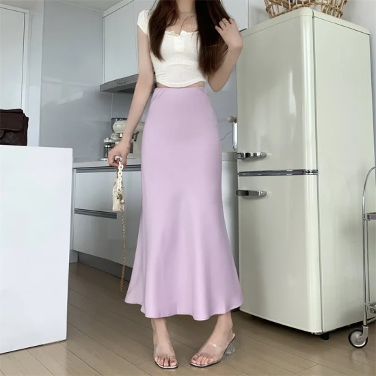 Women Elegant Solid Color Fishtail Skirt