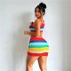 Women Fashion Sexy Knitted Crop Top Skirt Two-Piece Set