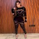 Women Sexy Solid Color Crewneck Long-Sleeved Hollow-Out Jumpsuits