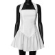 Women Fashion Solid Color Hanging Neck Mini Dress