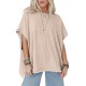 Women Fashion Solid Color Short Sleeve Loose Round Neck Top