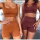 Women Yoga Fashion Solid Color Shorts Sports Two-Piece Set