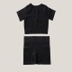 Women Yoga Fashion Solid Color Shorts Sports Two-Piece Set