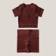 Women Yoga Fashion Solid Color Shorts Sports Two-Piece Set