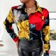 Women Fashion Casual Long Sleeve Graphic Letter Floral Printing Shirt