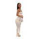 Women Sexy Solid Color Tube Top Split Stretch Jumpsuits