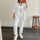 Women Fashion Casual Solid Color Long Sleeve Lapel Shirt Pants Two-Piece Set