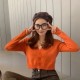 Women Autumn V-Neck Long-sleeved Loose Solid Color Knitted Cardigan